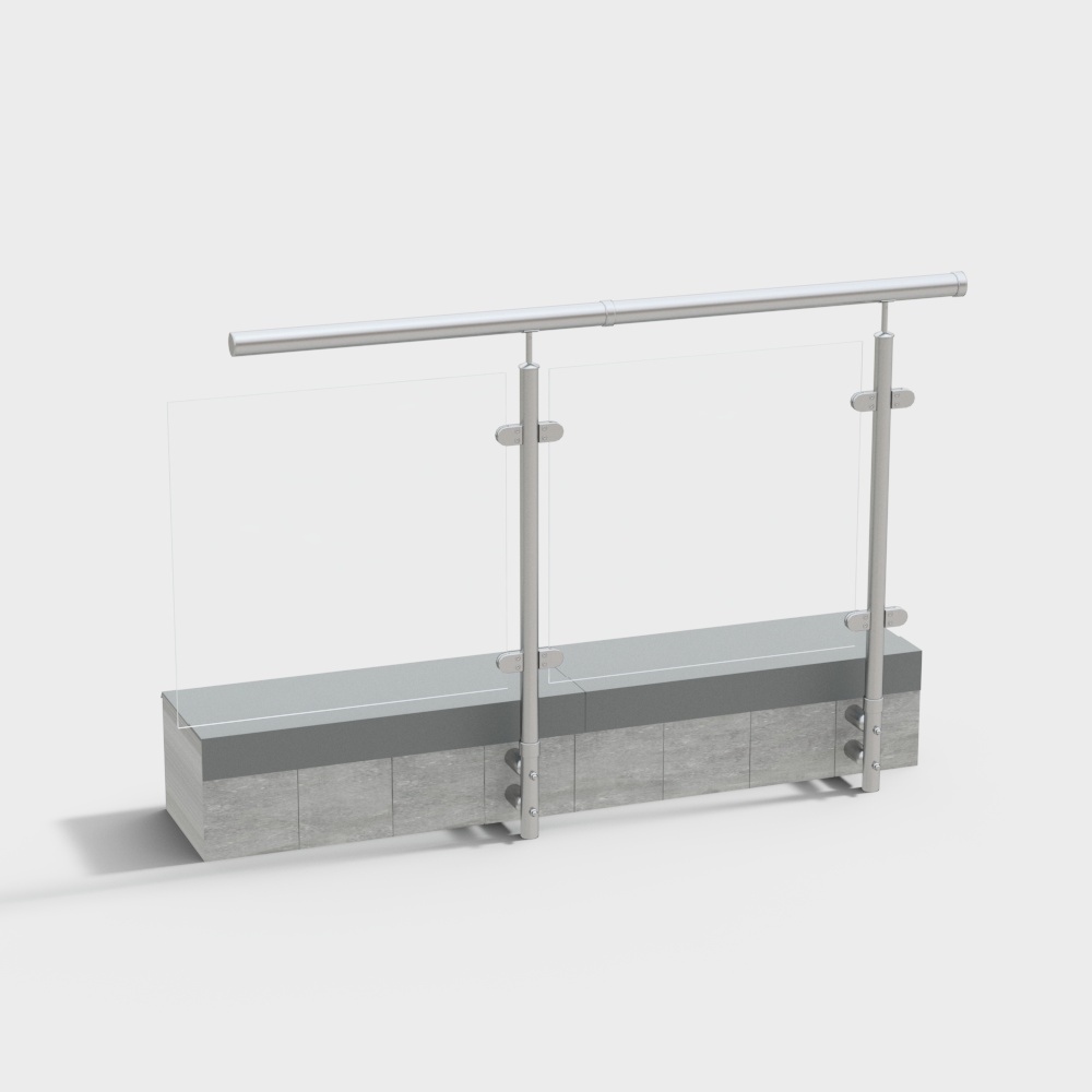 Modern Glass Railing 3D model