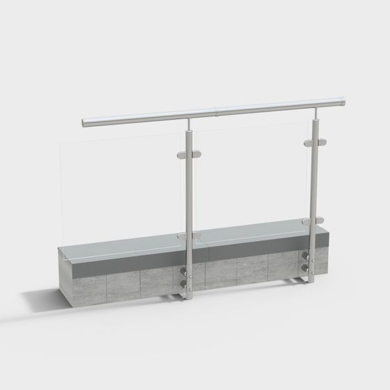 Modern Glass Railing 3D model