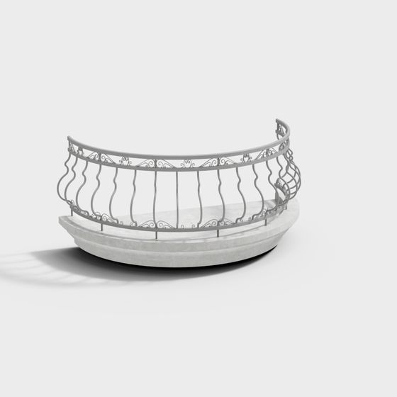 Stylish Half-Circle Balcony Railing 3D model