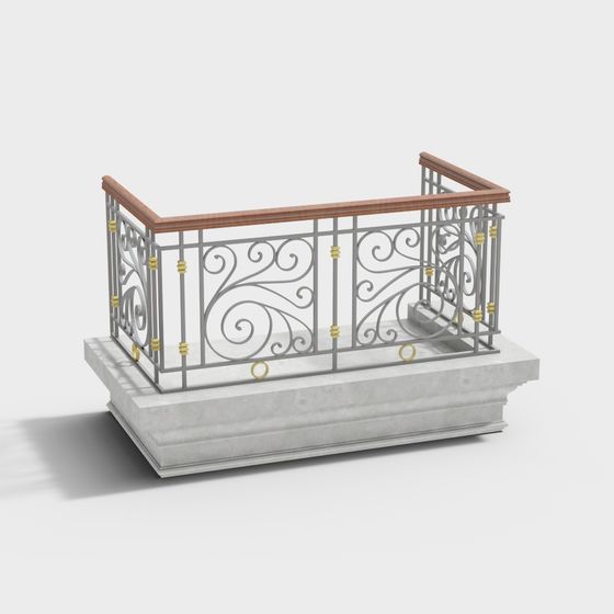 Low-Poly Elegant Railing 3D model