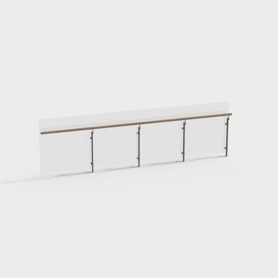 Sleek Glass Railing 3D Model for Creative Designs
