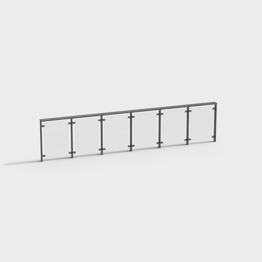 Stylish Glass Railing 3D model