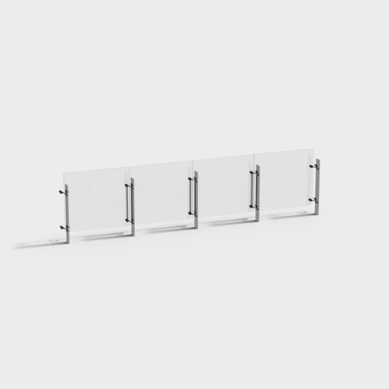 Stylish Glass Railing 3D model for Modern Urban Spaces