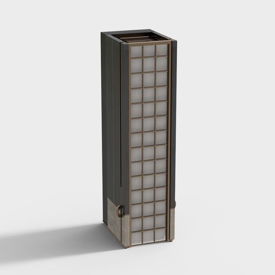 Stylish Black and Gray Chinese Pillars 3D Model for Decoration