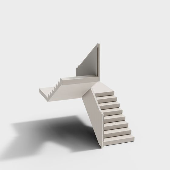 Modern Staircase 3D Model in Beige for Memberships