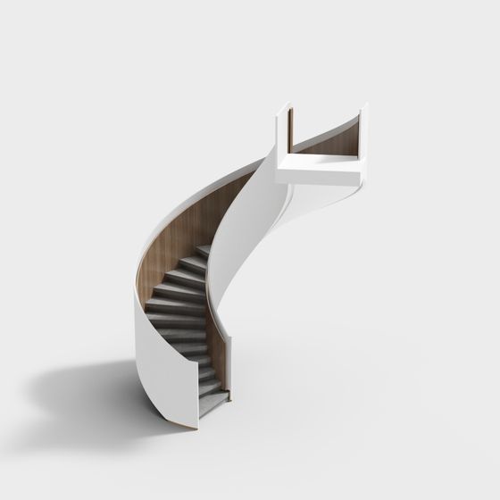 Elegant Low-Poly 3D Spiral Staircase Model