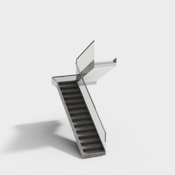 Modern Staircase 3D Model in Black