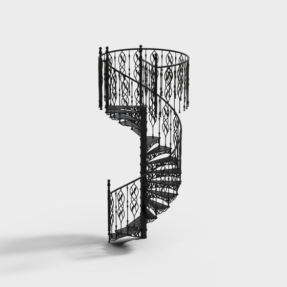 Elegant Spiral Iron Staircase 3D model