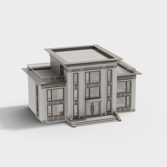 Elegant Low-Polygon Urban Building 3D model