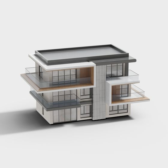 Modern Low-Polygon Villa 3D model