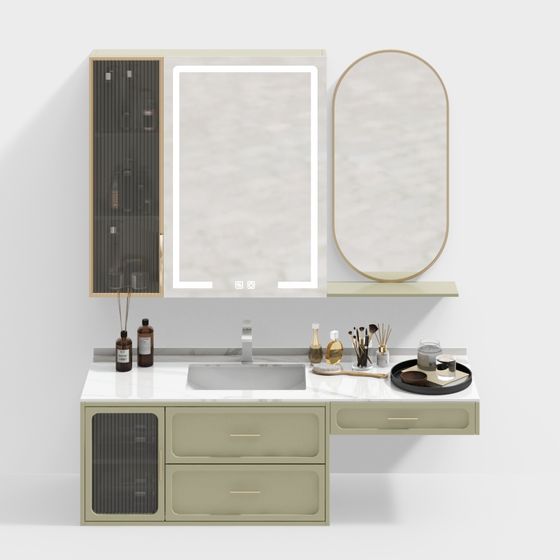 Stylish Low-Poly Bathroom Vanity 3D model