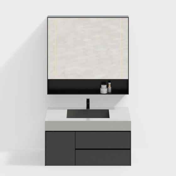 Elegant Modern Minimalist Bathroom Cabinet 3D model