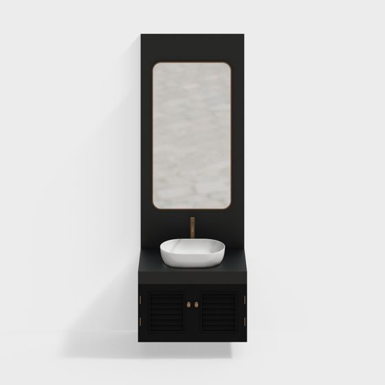 Sleek Black Bathroom Cabinet 3D model