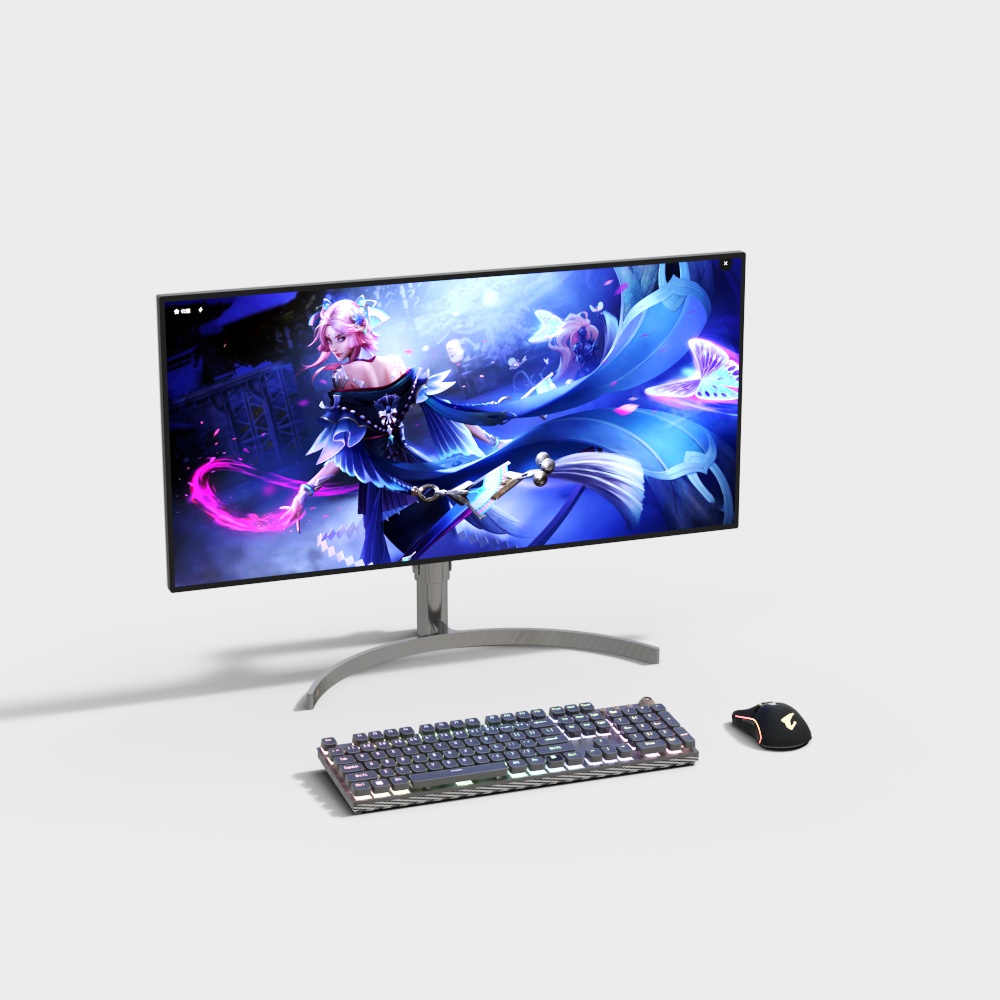 Modern Gaming Computer 3D Model in Blue