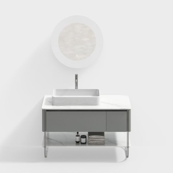 Stylish Minimalist Bathroom Vanity 3D model