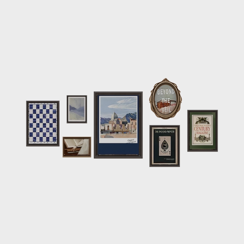 Wall Gallery 3D Model – Retro Art Frames Collection