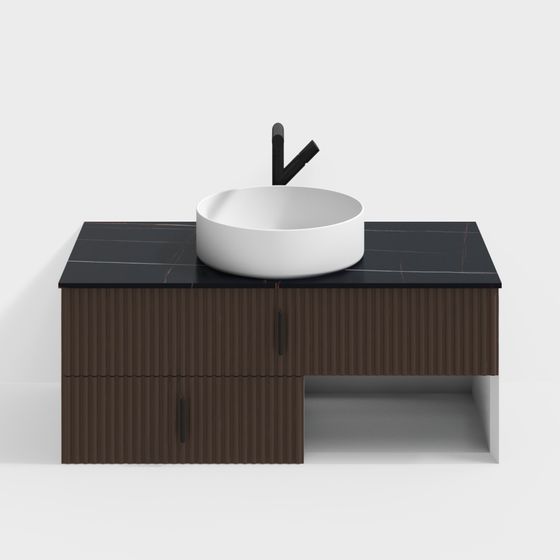 Modern Low-Polygon Bathroom Cabinet 3D model