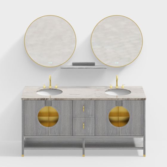 Elegant Dual Sink Vanity 3D model