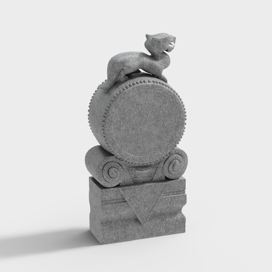 Low Poly Stone Carved Leopard 3D model