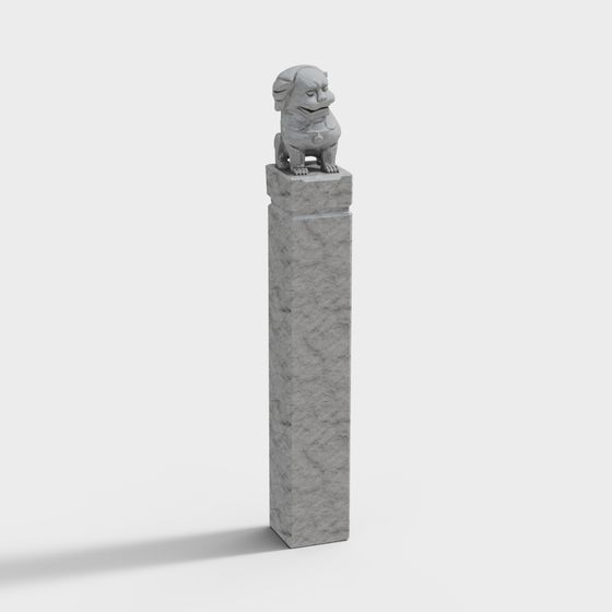 Detailed Lion Pillar 3D Model for Creative Projects