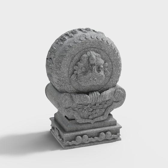 Elegant Stone Carved Capital Column 3D model for Creative Projects