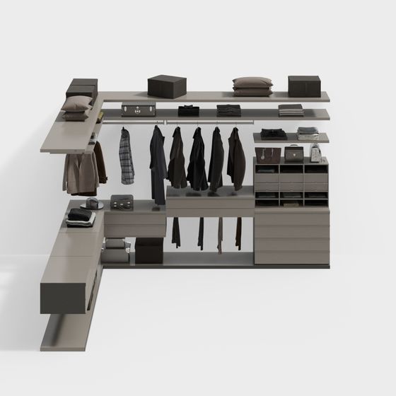 Modern Minimalist Walk-in Closet 3D model