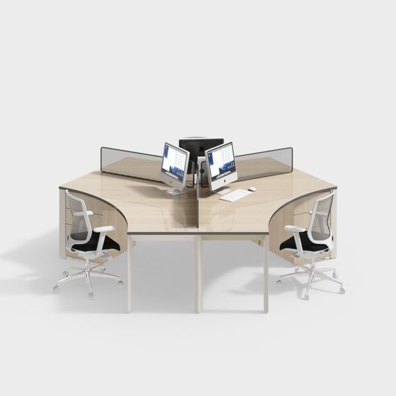 Stylish Low-Poly Collaborative Desk and Chair 3D model