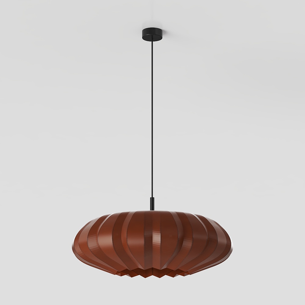 Streamlined Shell Chandelier 3D Model – Brown Striped Design