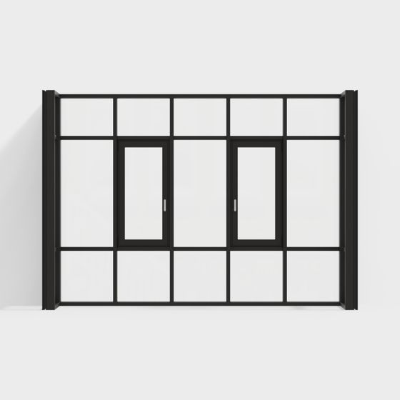 Industrial Glass Door 3D model for Modern Designs