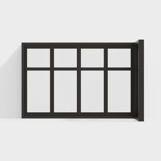 Elegant Black Frame Window 3D model
