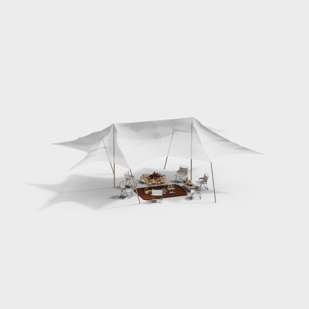 Outdoor Tent 3D Model – Waterproof Fabric Design