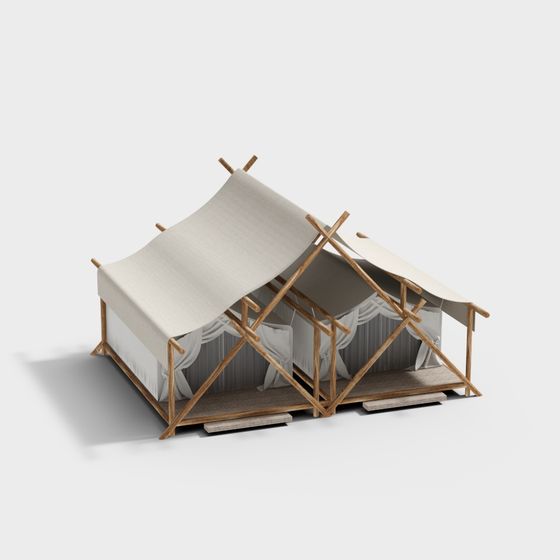 Low-Polygon Natural Tent 3D Model