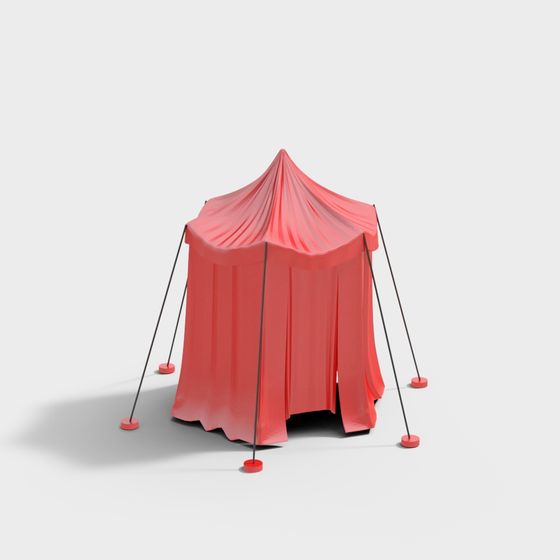 Vibrant Red Tent 3D Model Design