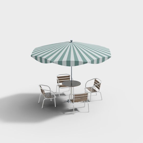 Charming Outdoor Lounge Table and Chair Set 3D model