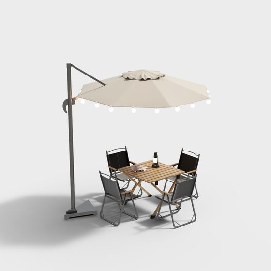 Stylish Low-Poly Outdoor Leisure Area 3D model