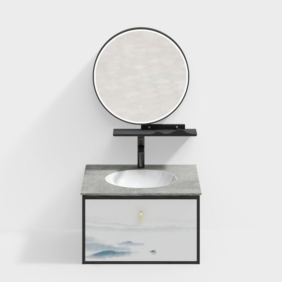 Ink Landscape Bathroom Vanity 3D model