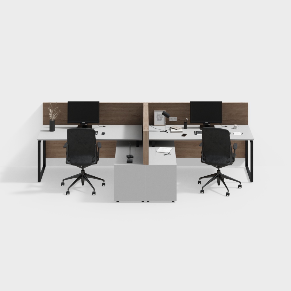 Simple office desk and chair combination