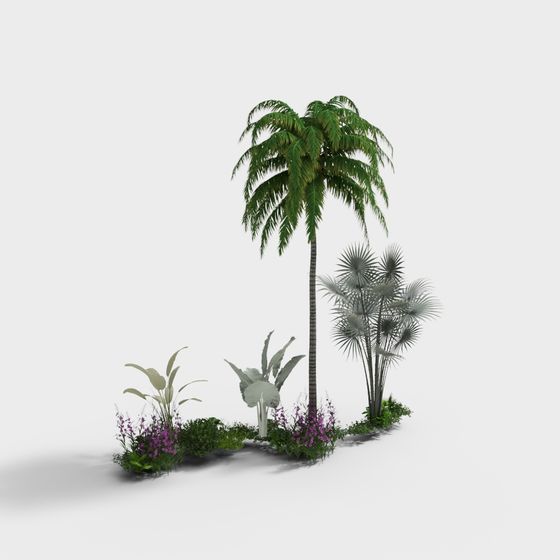 Tropical Paradise Low-Poly Plant 3D model