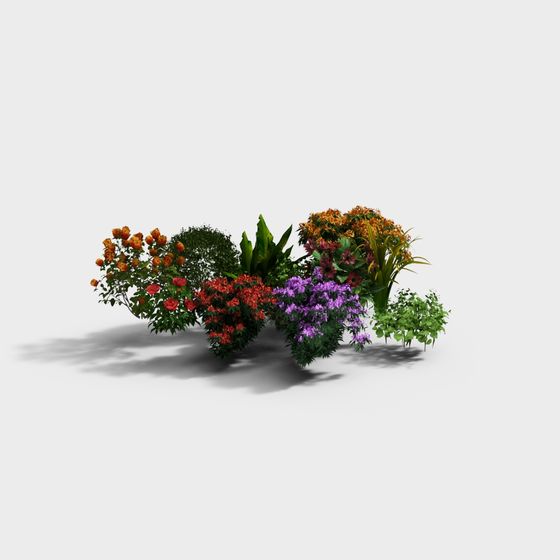 Colorful Flower Bed 3D model