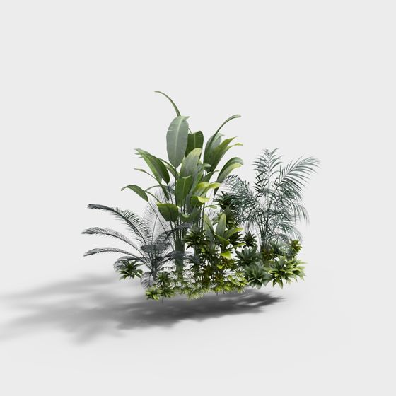 Tropical Jungle Plant Cluster 3D Model