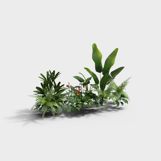 Vibrant Tropical Plant Cluster 3D model