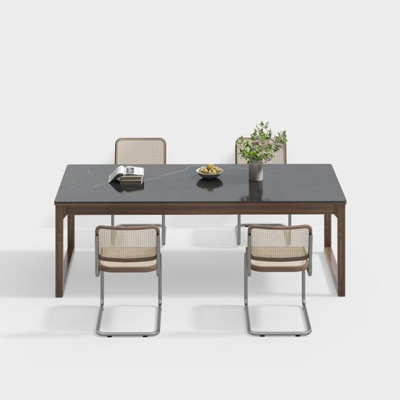 Modern Minimalist Dining Table and Chair Set 3D model