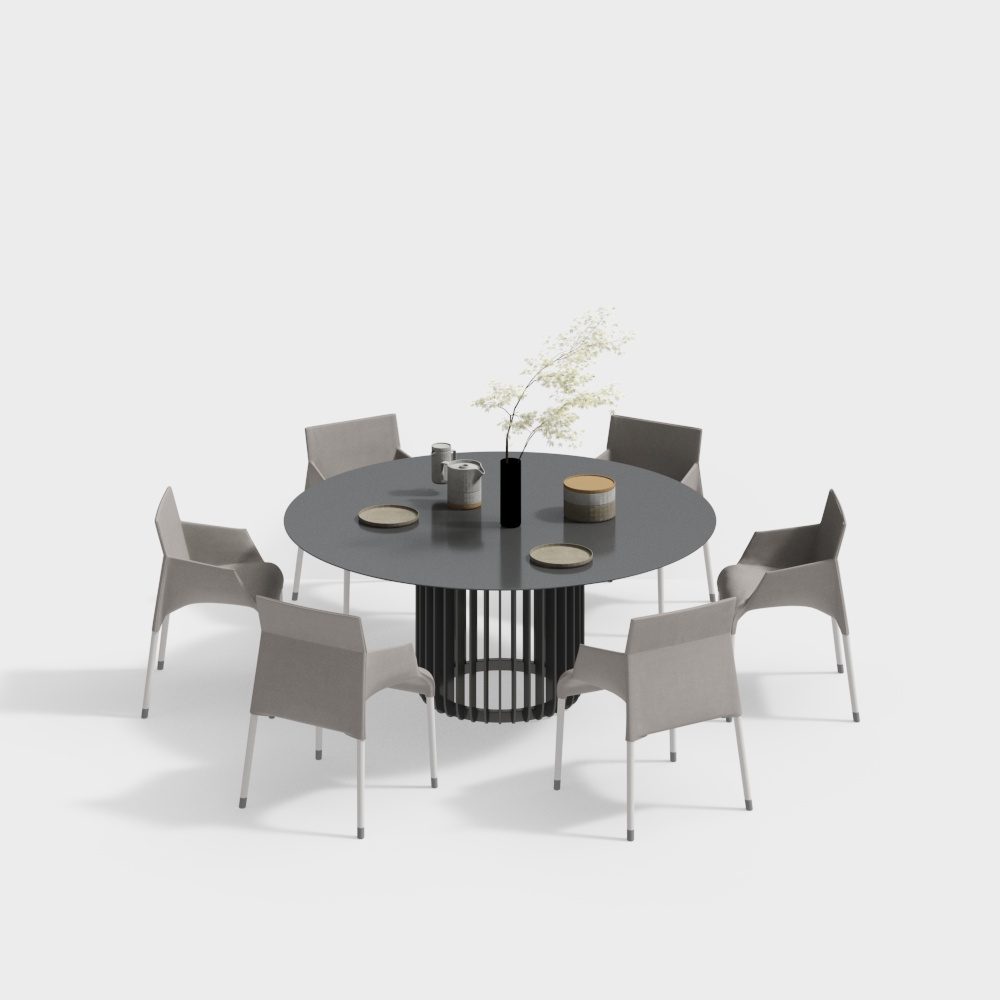 Modern Round Dining Table and Chairs