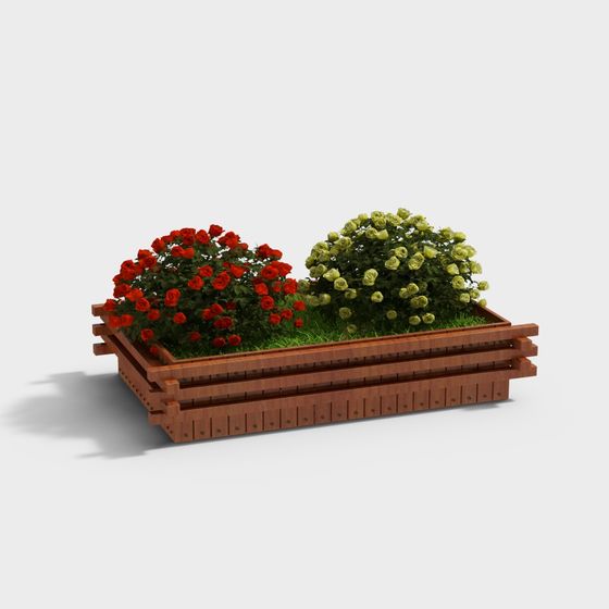 Wooden Flower Bed 3D model