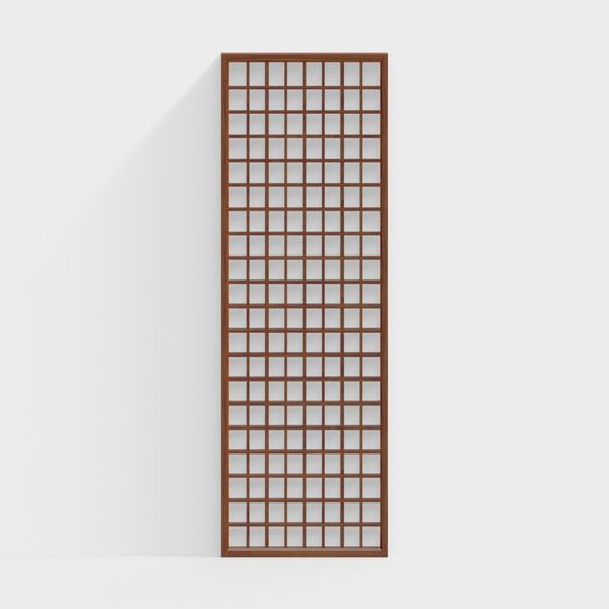 Japanese Style Log Partition Fence 3D Model in Wood Color