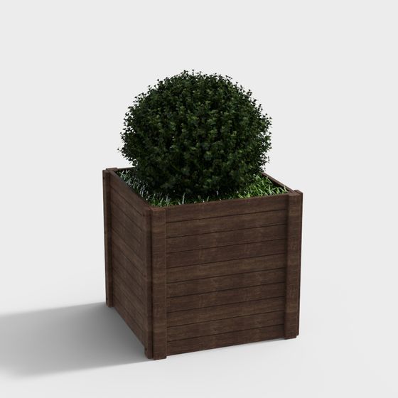 Low-Polygon Wooden Planter 3D Model for Creative Projects