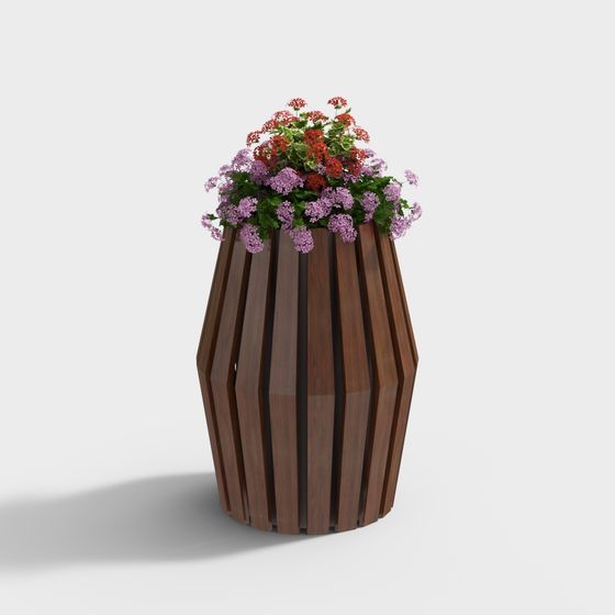 Stylish Low-Poly Flower Pot 3D model for Urban Spaces