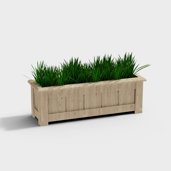 Wooden Planter Box 3D model for Creative Spaces