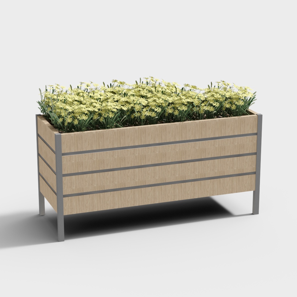 Modern flower box wooden flower bed for courtyard