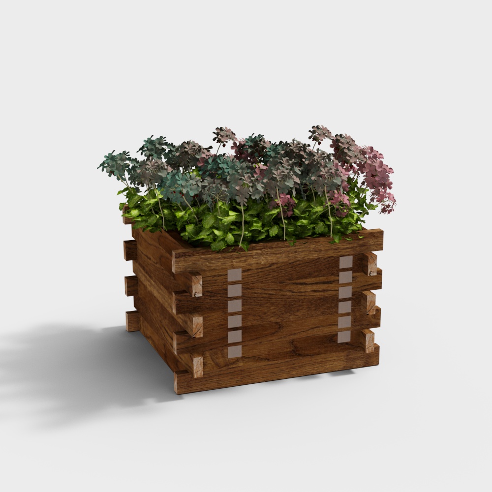 Modern flower box wooden flower bed for courtyard